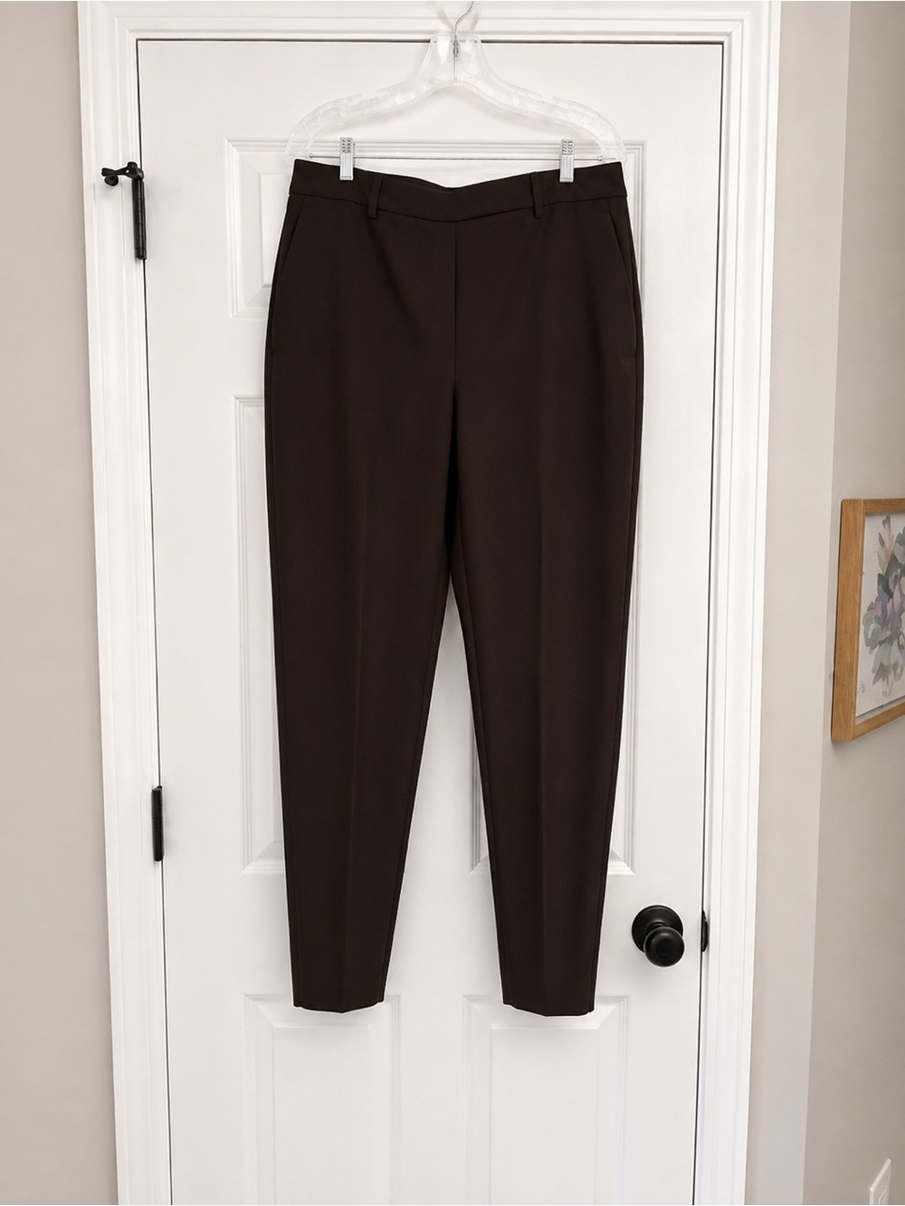 Anne Klein Dark Brown Tailored Ankle Trousers